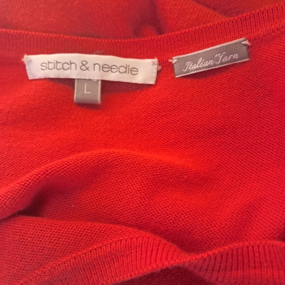 Stitch & Needle Orange Oversized Asymmetric Hem Cotton Sweater Size Large - Picture 4 of 5